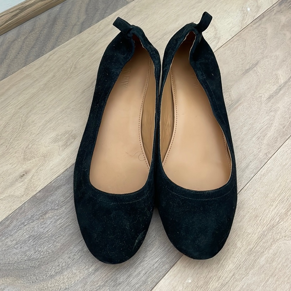 J Crew, black suede, small block heel, size 7